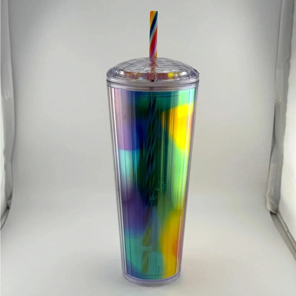 2021 STARBUCKS 24 Oz. Acrylic VENTI Cold Cup Tumbler RAINBOW KALEIDOSCOPE - Picture 3 of 9